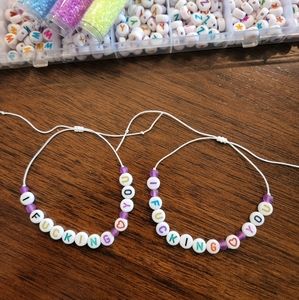 2 "I fcking love you" round letter beads bracelets friendship bracelet couples